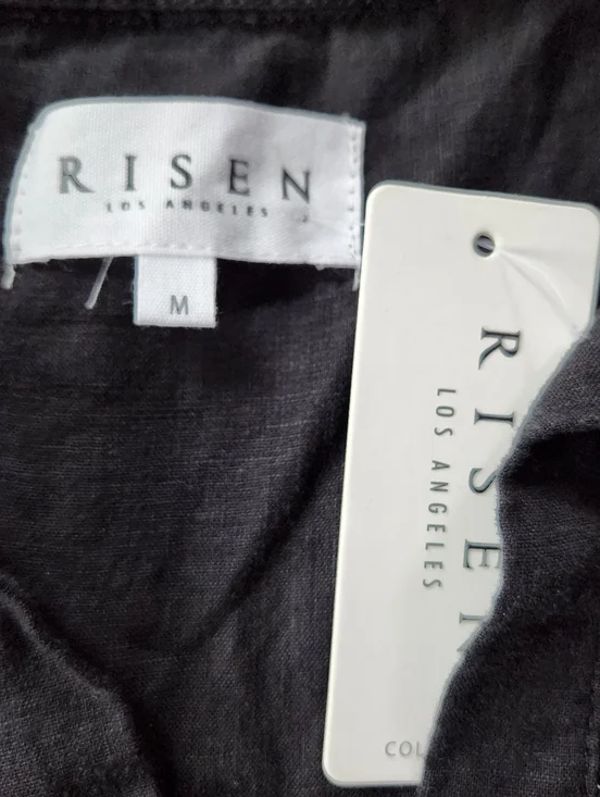 New W Tags Risen Black Linen Blend Oversized Tunic Top Sz M - Picture 4 of 5